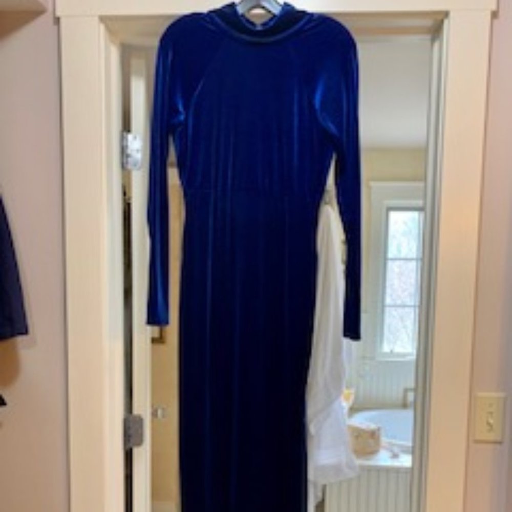 Nasty Gal Electric Blue Velvet Maxi Dress M